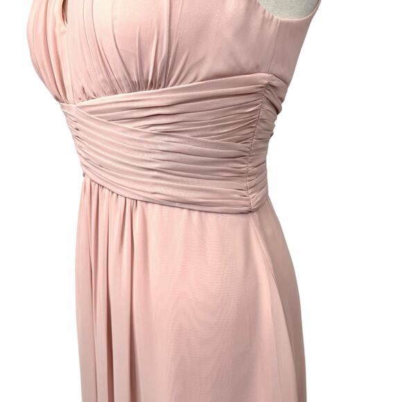 Eliza J Cocktail Dress Size 6 Pink Embellished Neck Tiered Chiffon Pleated Waist - Picture 6 of 15